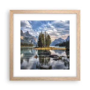 Plakat i ramme af lyst egetræ - Over store og klare vande… - 30x30 cm