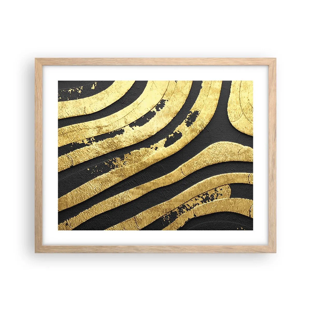 Plakat i ramme af lyst egetræ - Alt flyder - 50x40 cm