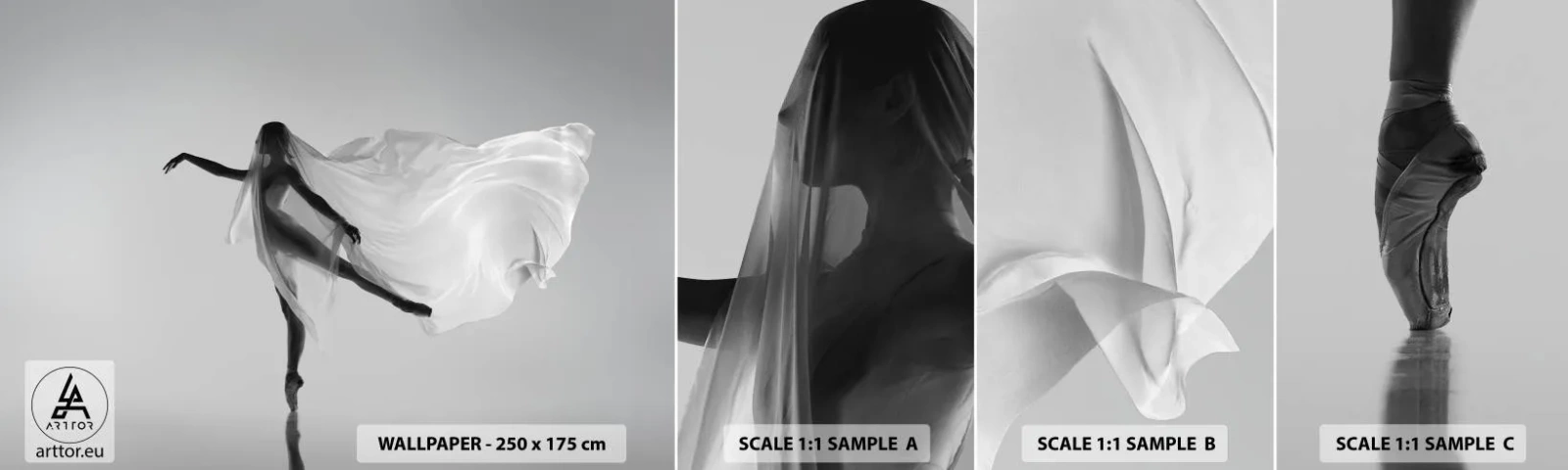 Fototapet Prøve Standard Eco - Lethed og ynde - Kvinde, Dans, Model - 100x30 cm