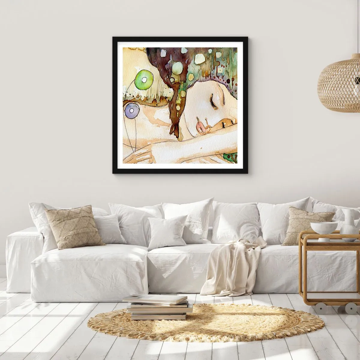 Plakat i sort ramme - Smaragd-violet drøm - 60x60 cm