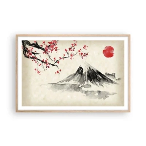Plakat i ramme af lyst egetræ - Bliv forelsket i Japan - 91x61 cm