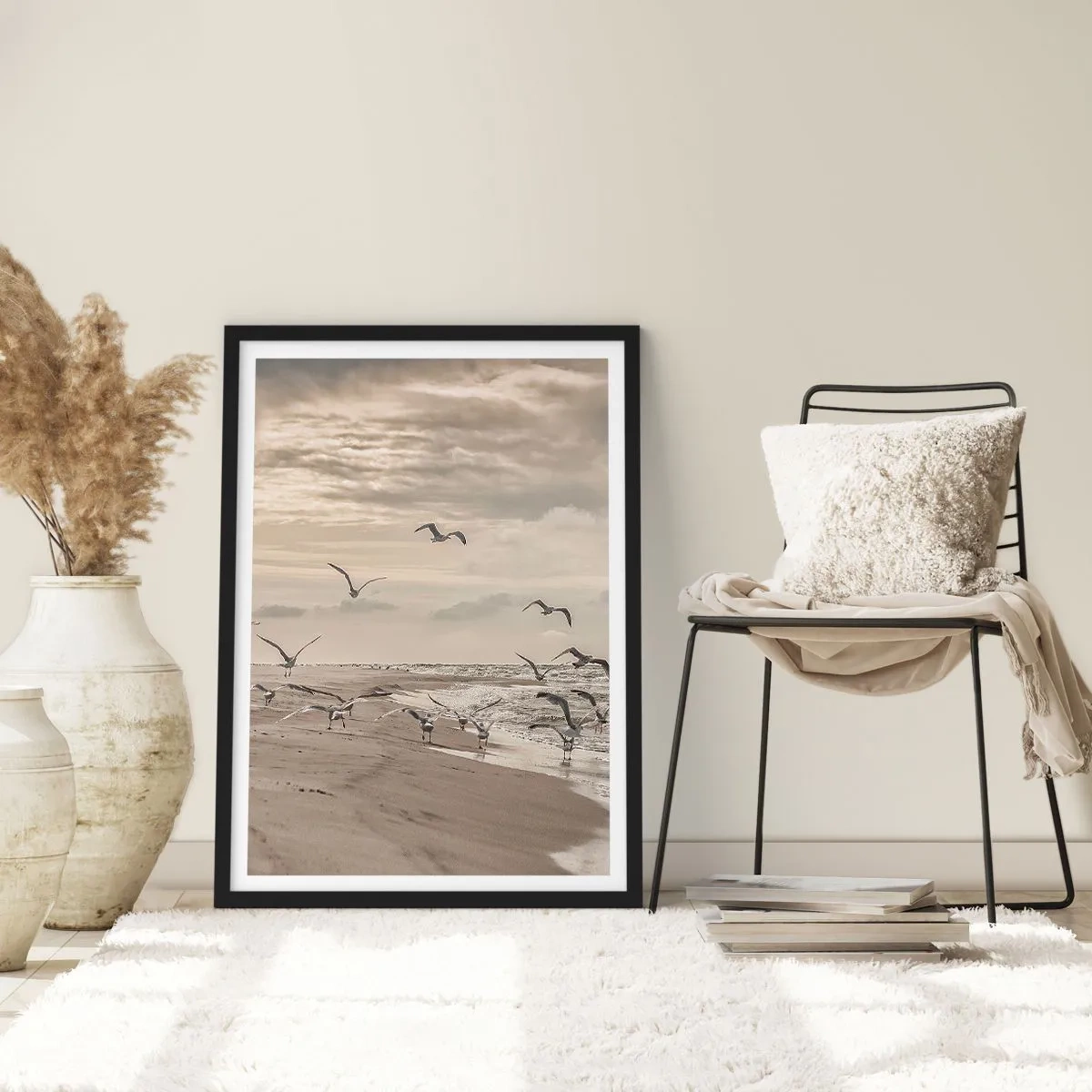 Plakat i sort ramme - Havet brummer, fuglene synger - 40x50 cm