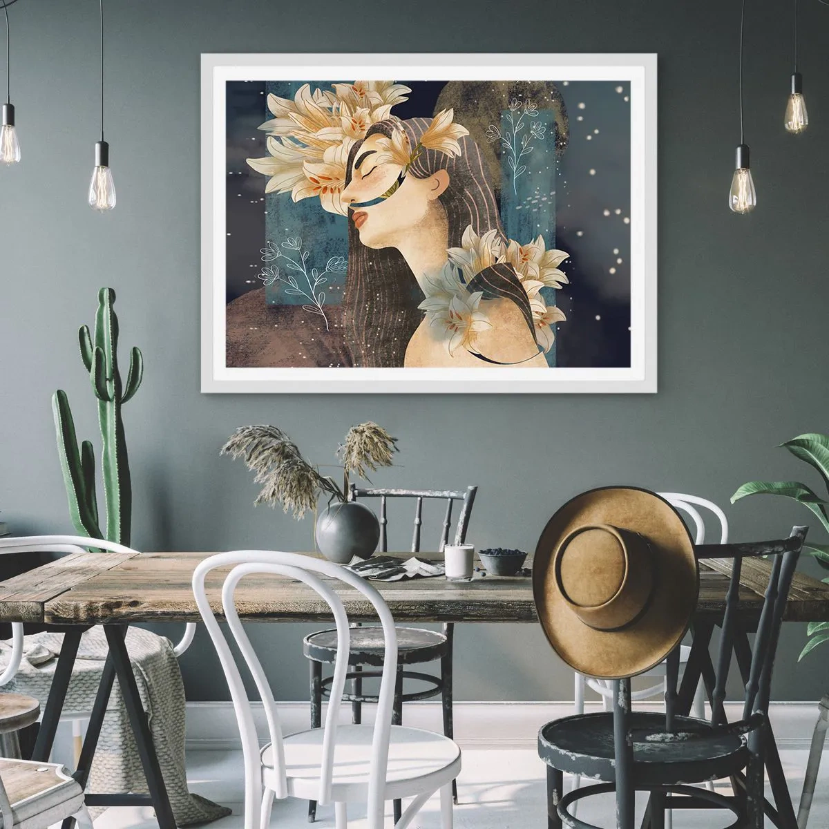 Plakat i hvid ramme - Eventyret om prinsessen med liljerne - 91x61 cm