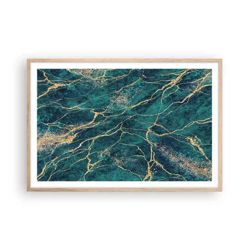 Plakat i ramme af lyst egetræ - Guldåre - 91x61 cm