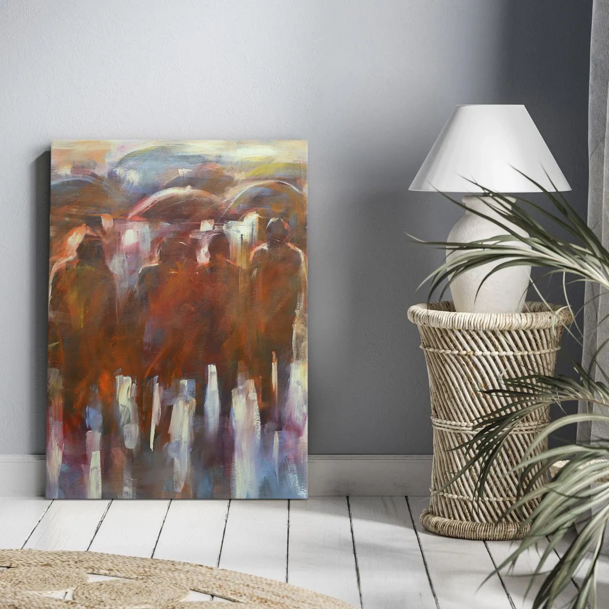 Lærredstryk - Billede på lærred - Lige i regn og tåge - 45x80 cm