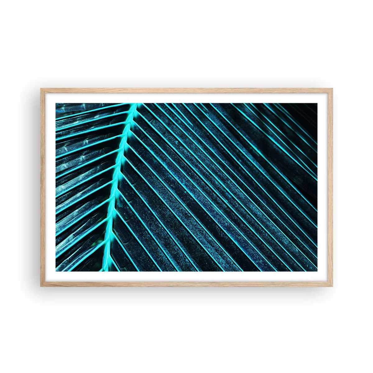 Plakat i ramme af lyst egetræ - Tekstur af grønt - 91x61 cm