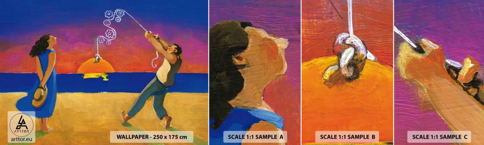 Prøve Fototapet Selvklæbende Deluxe Sticker - Mere end en stjerne fra himlen - Abstraktion, Kvinde og mand, Maleri - 100x30 cm