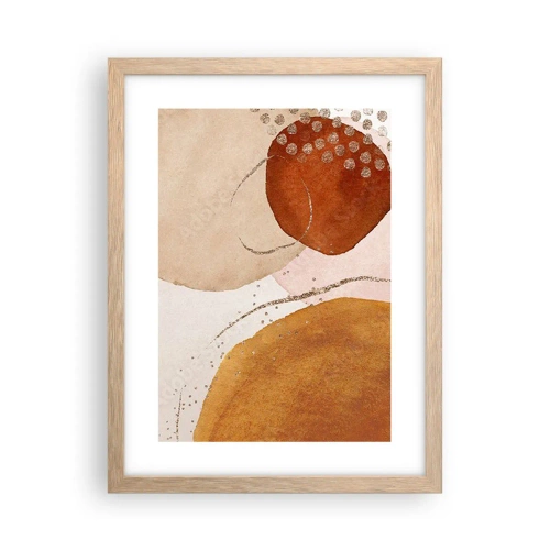 Plakat i ramme af lyst egetræ - Rundhed og bevægelse - 30x40 cm