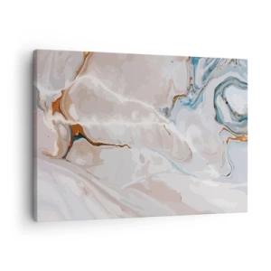 Lærredstryk - Billede på lærred - Abstrakt mønster i nuancer af hvid og blå - 70x50cm - Blå slynger sig under det hvide - Moderne vægdekoration til stue og soveværelse ARTTOR