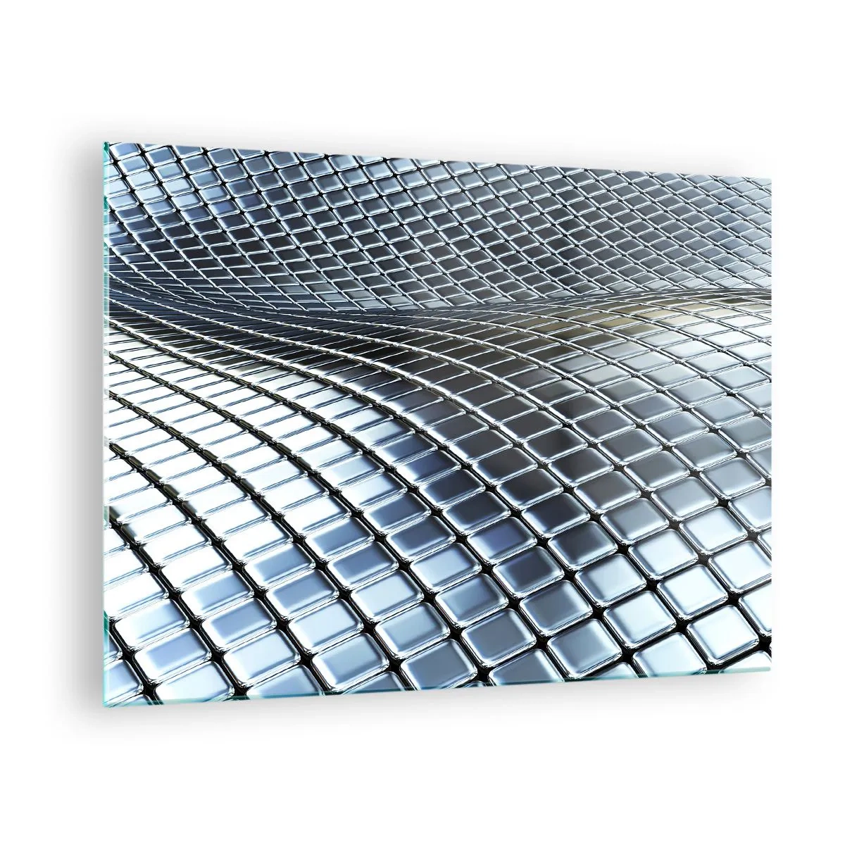 Billede på glas - Bølge i metallisk sølv - 70x50 cm