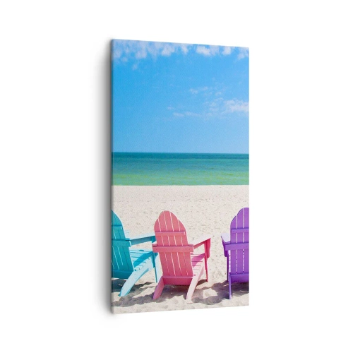 Lærredstryk - Billede på lærred - Regnbue strand - 45x80 cm