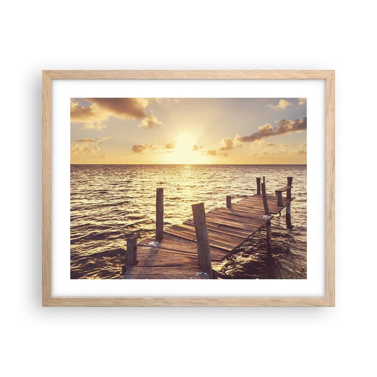 Plakat i ramme af lyst egetræ - Gyldent land af blidhed - 50x40 cm