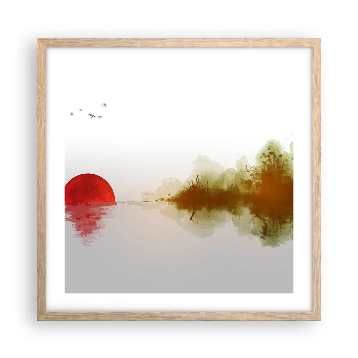 Plakat i ramme af lyst egetræ - Et løfte om fred - 50x50 cm