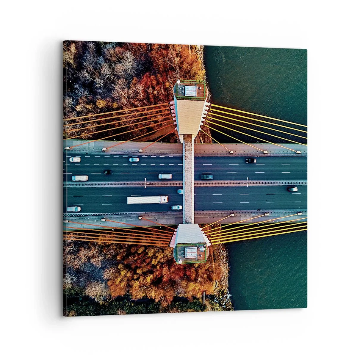 Lærredstryk - Billede på lærred - Bag vandet, bag skovene - 50x50 cm