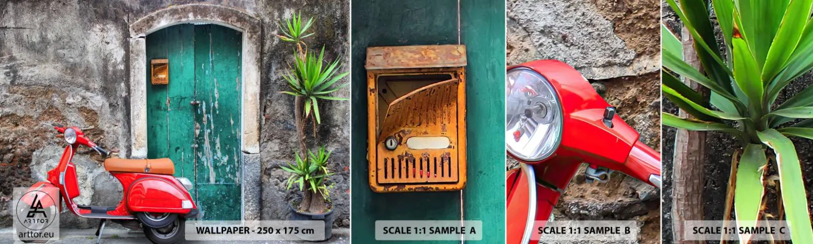 Fototapet Prøve Standard Eco - Italiensk ferie - Automotive, Scooter, Italien - 100x30 cm