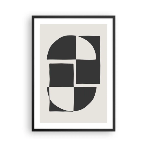Plakat i sort ramme - Geometrisk komposition i sort-hvid - 50x70cm - Antitese - syntese - Moderne vægdekoration til stue og soveværelse ARTTOR
