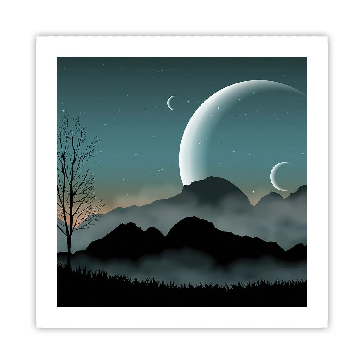Plakat - Karneval i den stjerneklare nat - 50x50 cm