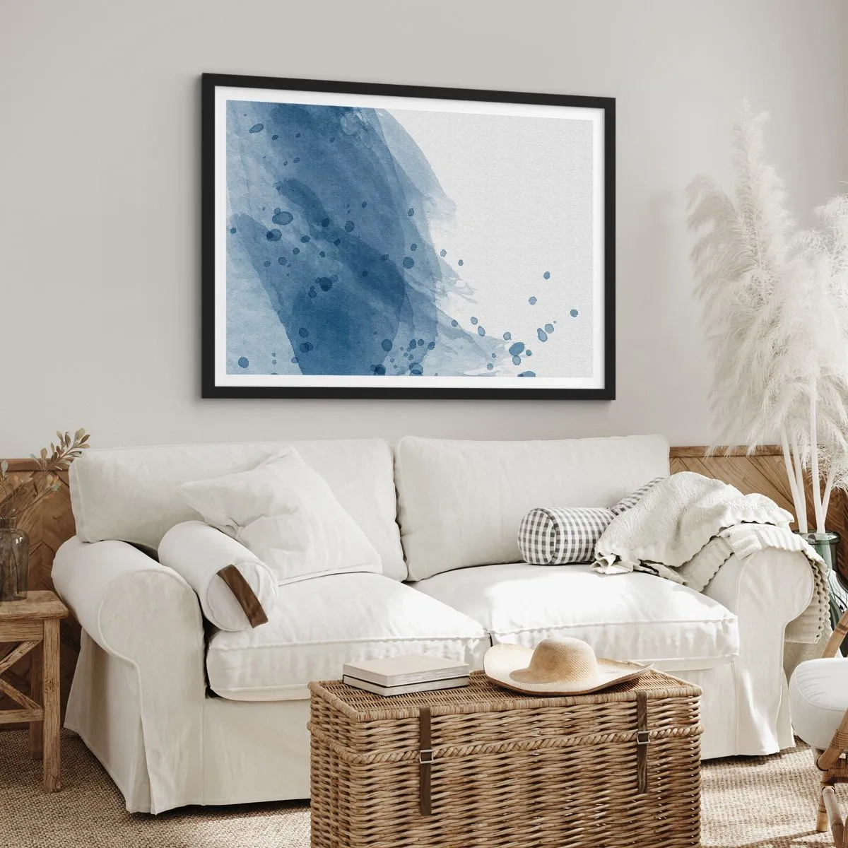 Plakat i sort ramme - Blå tyl - 50x40 cm