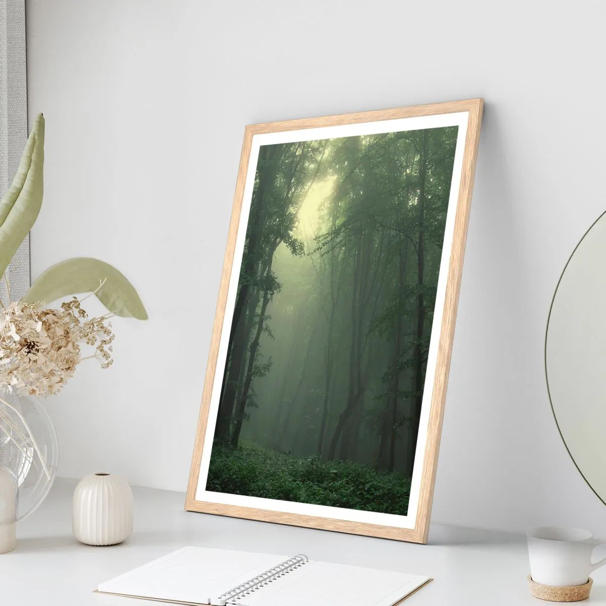 Plakat i ramme af lyst egetræ - Før han vågner op - 30x40 cm