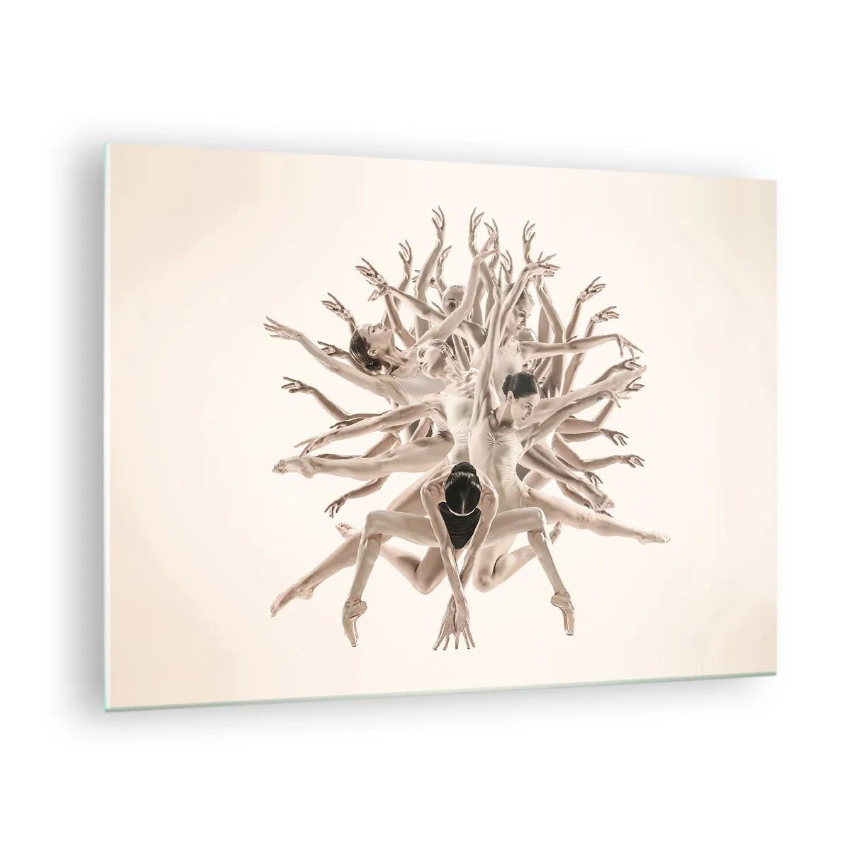 Billede på glas - En komposition af dansere i et kunstnerisk dynamisk arrangement - 70x50cm - Blomstrende i dans - Moderne vægdekoration til stue og soveværelse ARTTOR