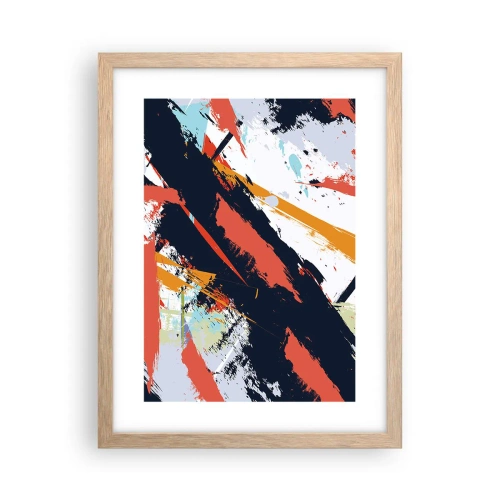 Plakat i ramme af lyst egetræ - Dynamisk sammensætning - 30x40 cm