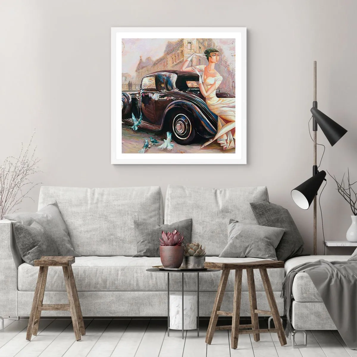 Plakat i hvid ramme - Retro elegance - 50x50 cm
