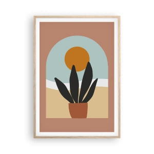 Plakat i ramme af lyst egetræ - Små glæder - 70x100 cm