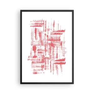 Plakat i sort ramme - Røde geometriske linjer på en hvid baggrund - 50x70cm - Rød by - Moderne vægdekoration til stue og soveværelse ARTTOR