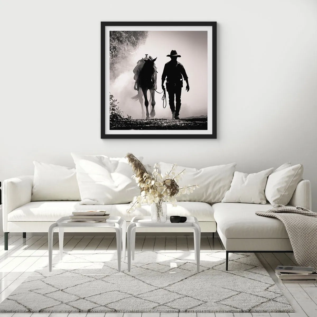 Plakat i sort ramme - En morgen i Texas - 30x30 cm