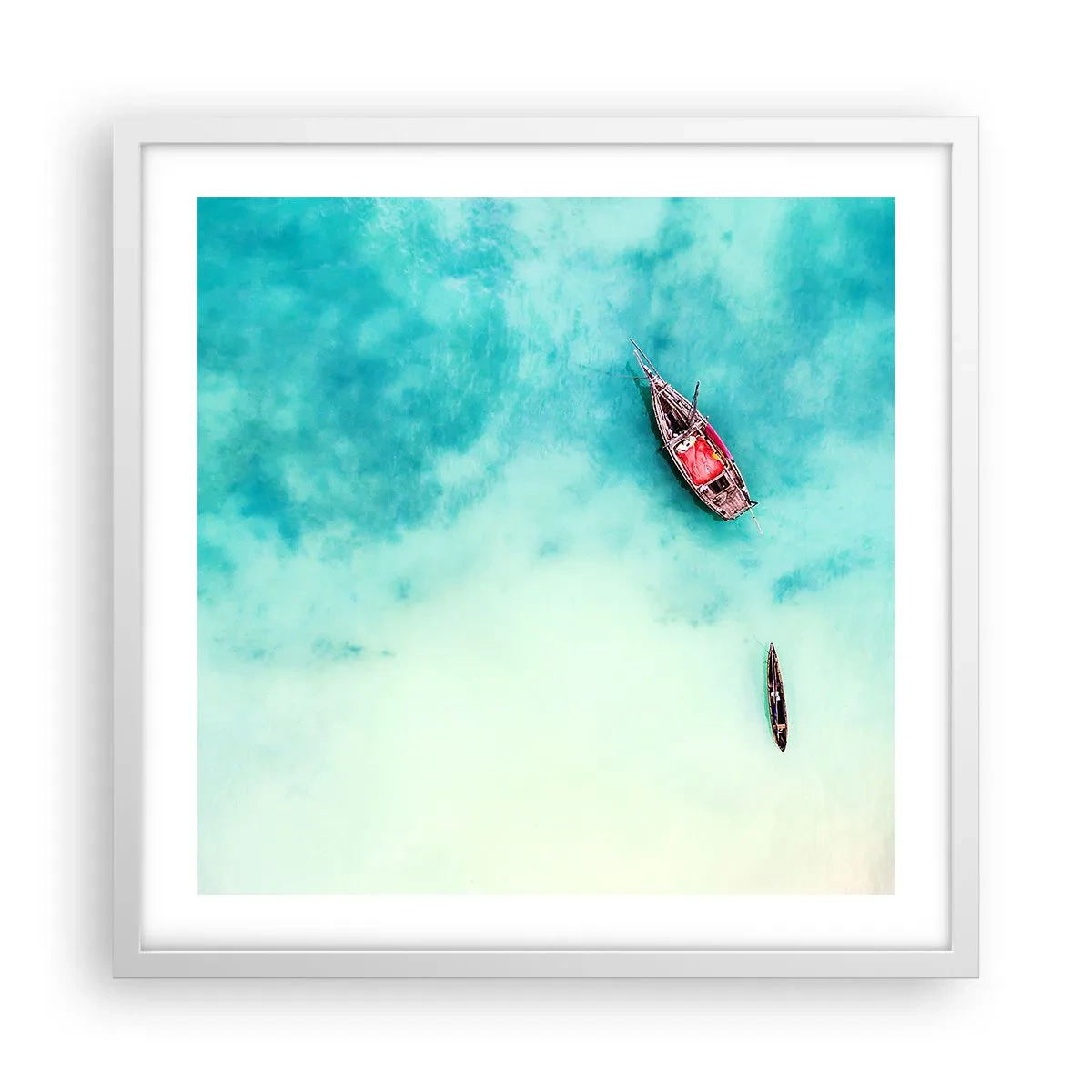 Plakat i hvid ramme - For på Zanzibars strande, når det overskydende vand... - 50x50 cm