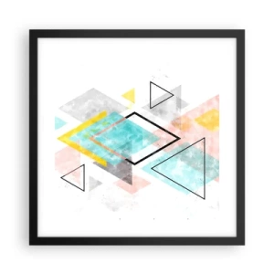 Plakat i sort ramme - Geometrisk leg - 40x40 cm