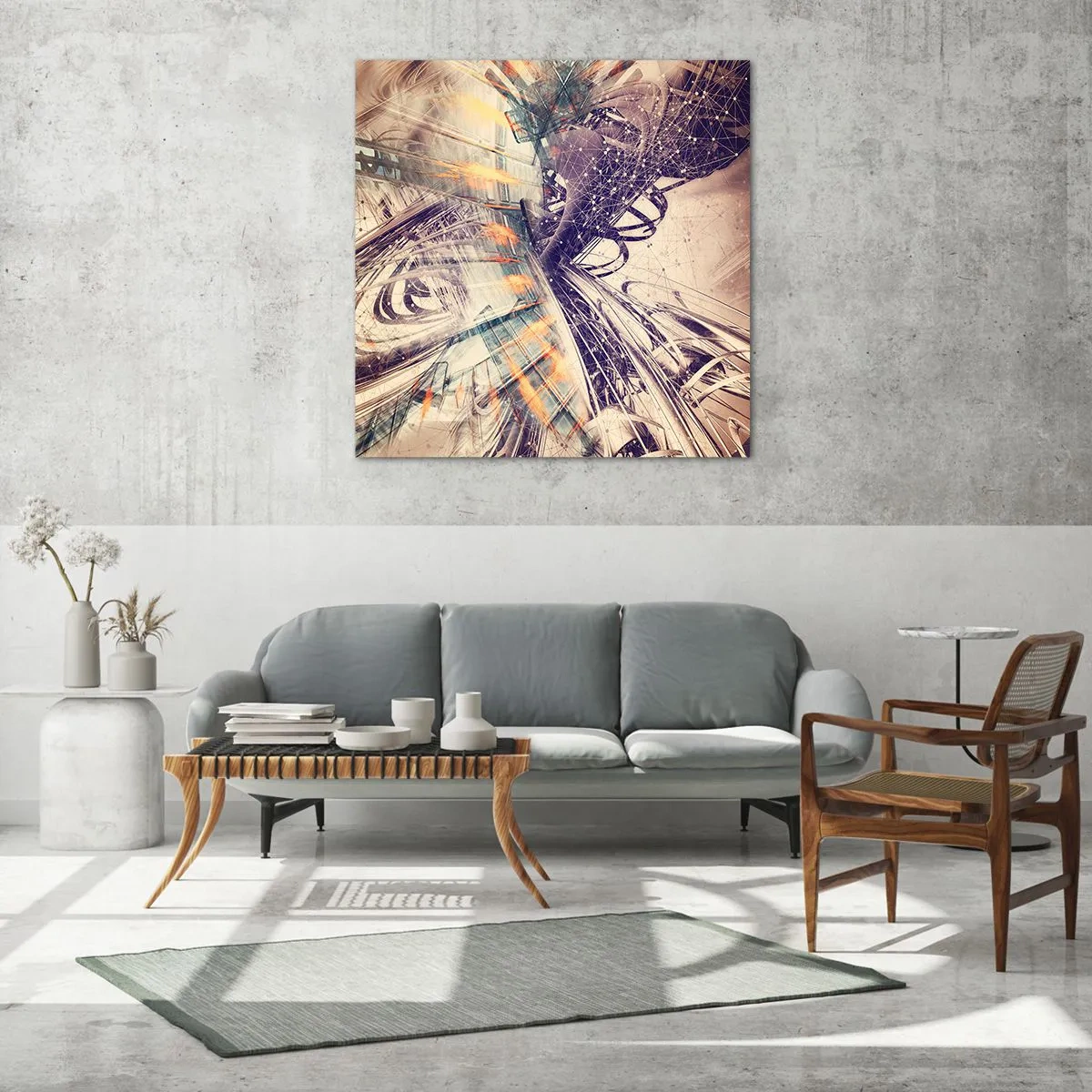 Billede på glas - I stor hast - 70x70 cm