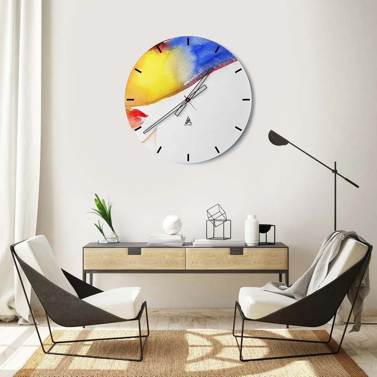 Vægur, Uret - Portræt af en dame - 40x40 cm