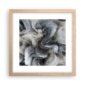 Plakat i ramme af lyst egetræ - Sten og blomst - 30x30 cm