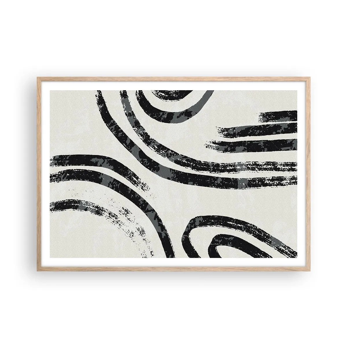 Plakat i ramme af lyst egetræ - Halvt stoppet - 100x70 cm