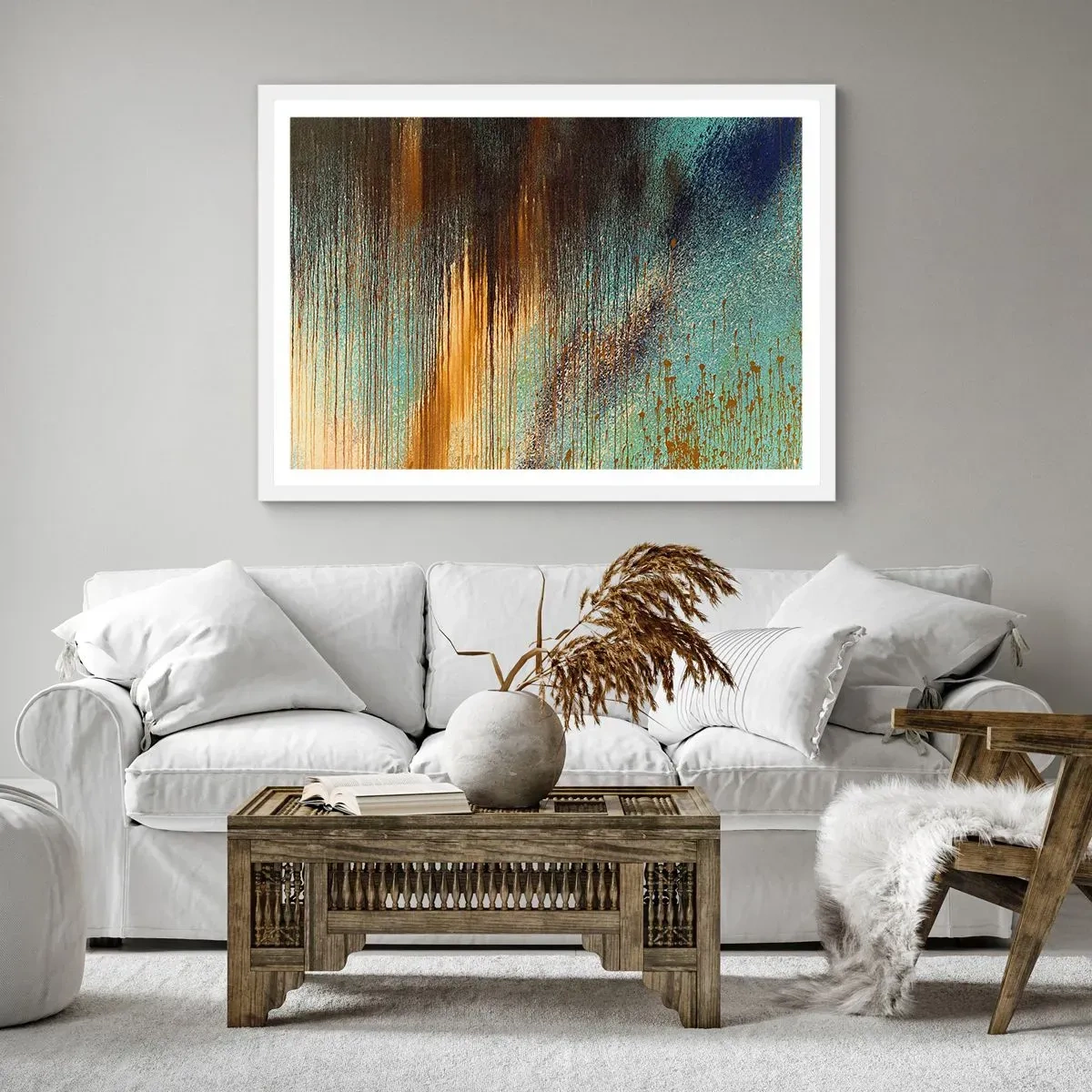 Plakat i hvid ramme - En utilsigtet farverig komposition - 70x50 cm