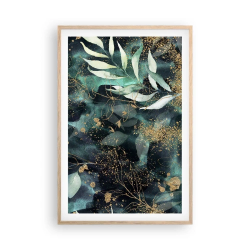 Plakat i ramme af lyst egetræ - Fortryllet have - 61x91 cm