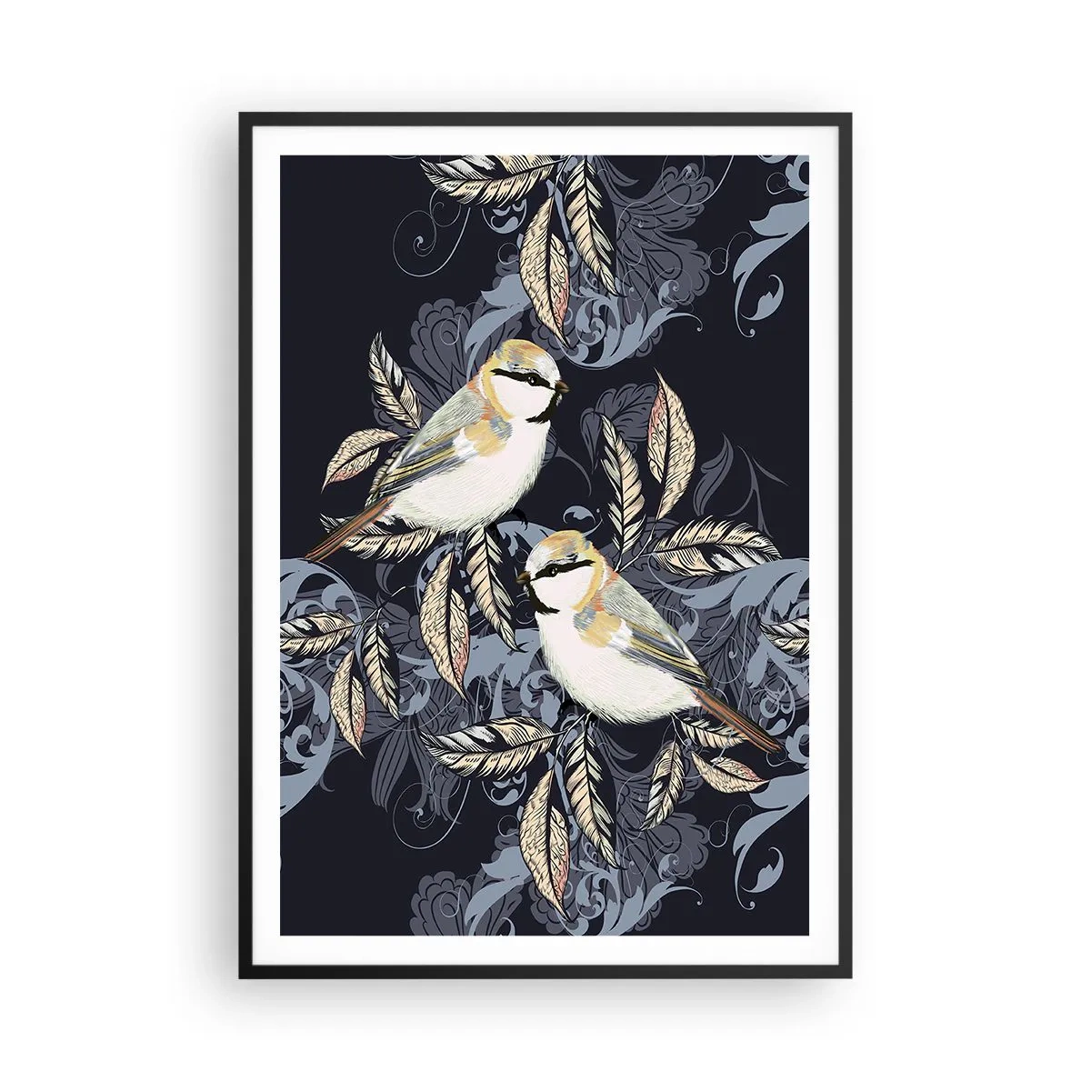 Plakat i sort ramme - Gul-blå espalier - 70x100 cm