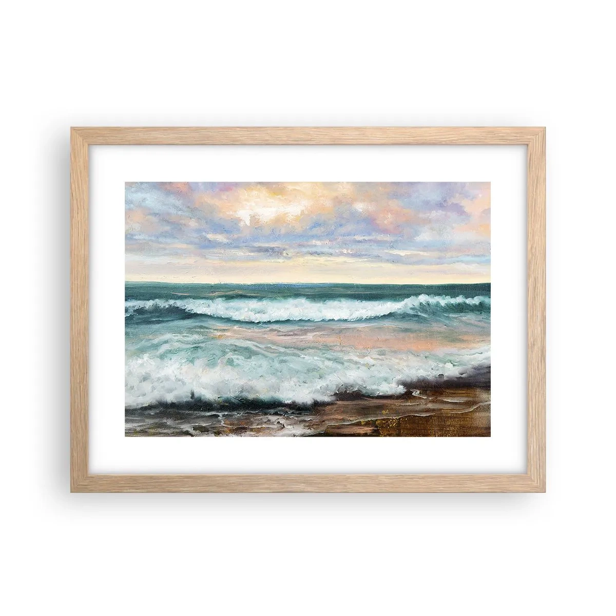 Plakat i ramme af lyst egetræ - Her vil du glatte din sjæl - 40x30 cm