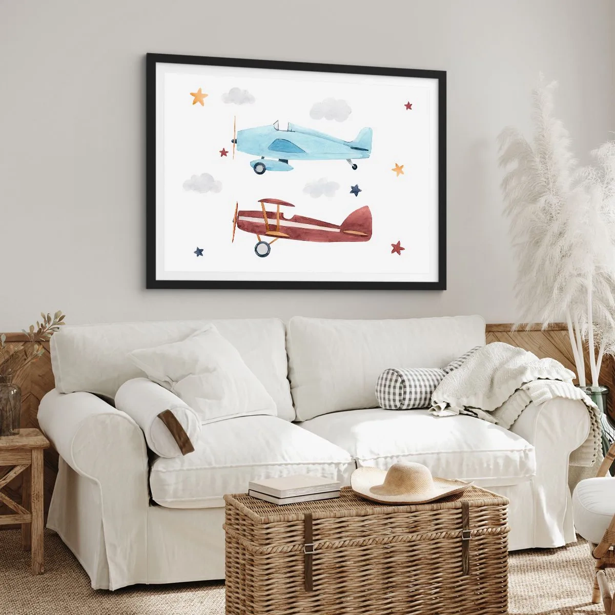 Plakat i sort ramme - Hr. pilot, vi venter! - 100x70 cm