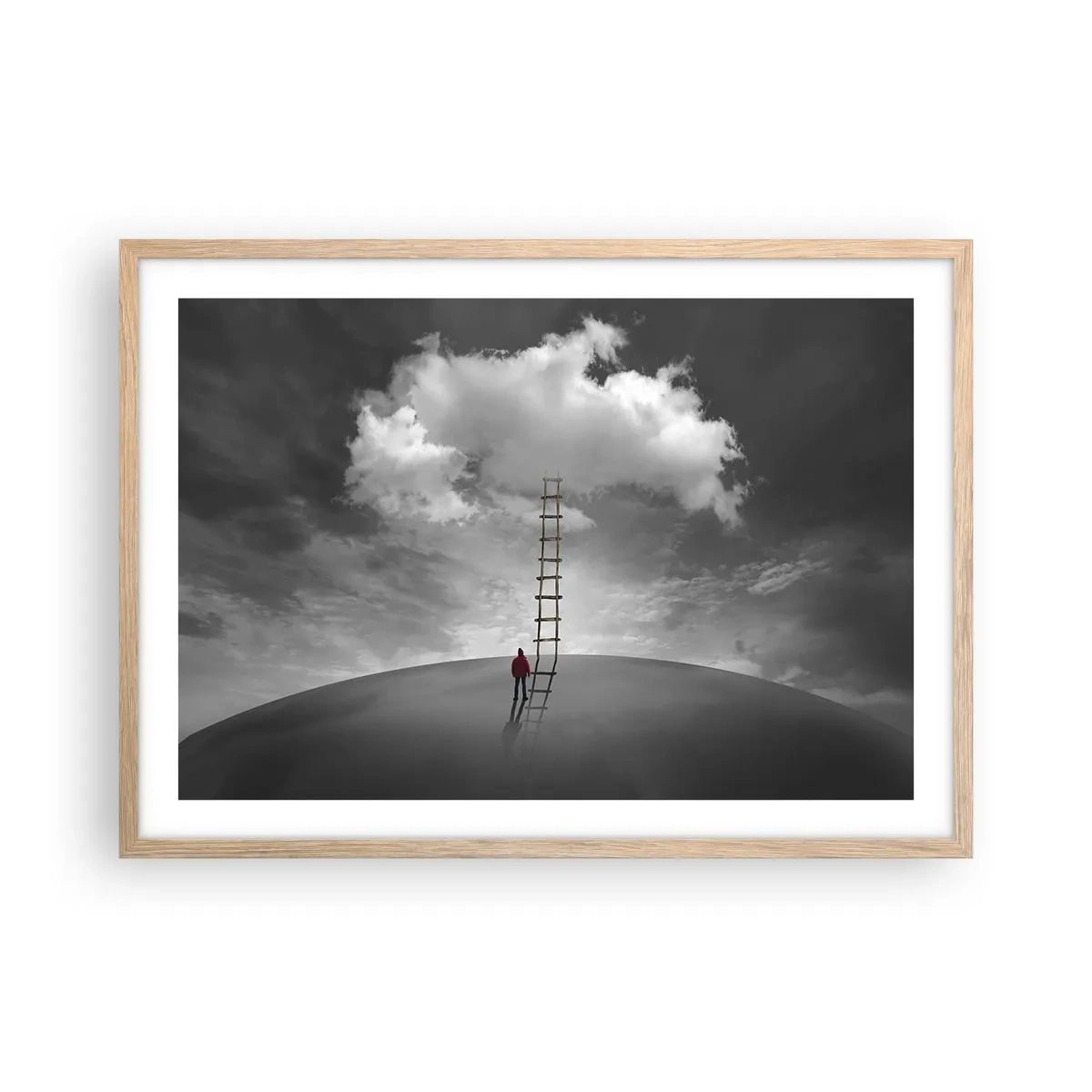 Plakat i ramme af lyst egetræ - Alt er muligt - 70x50 cm