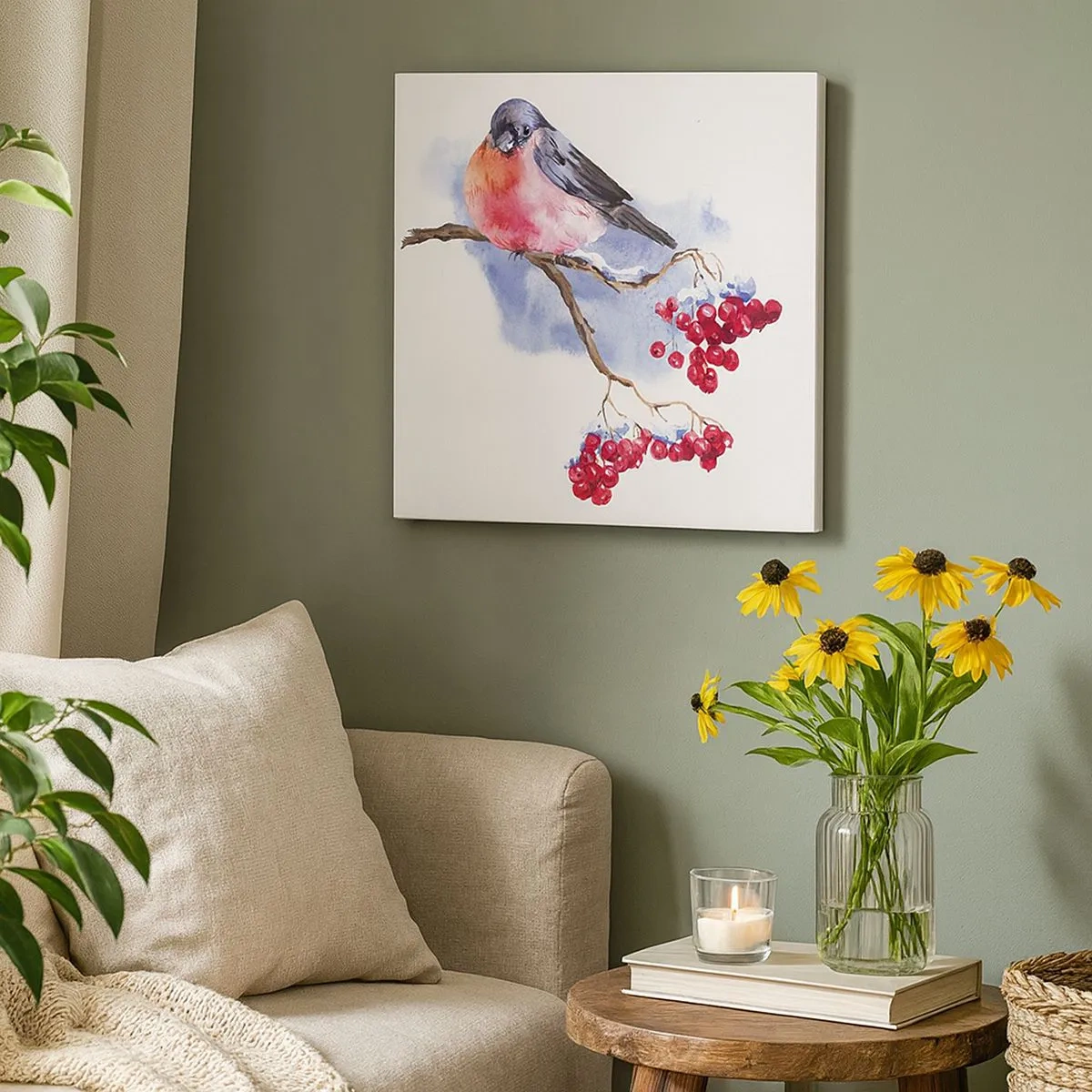 Lærredstryk - Billede på lærred - Vinter i farver - 30x30 cm