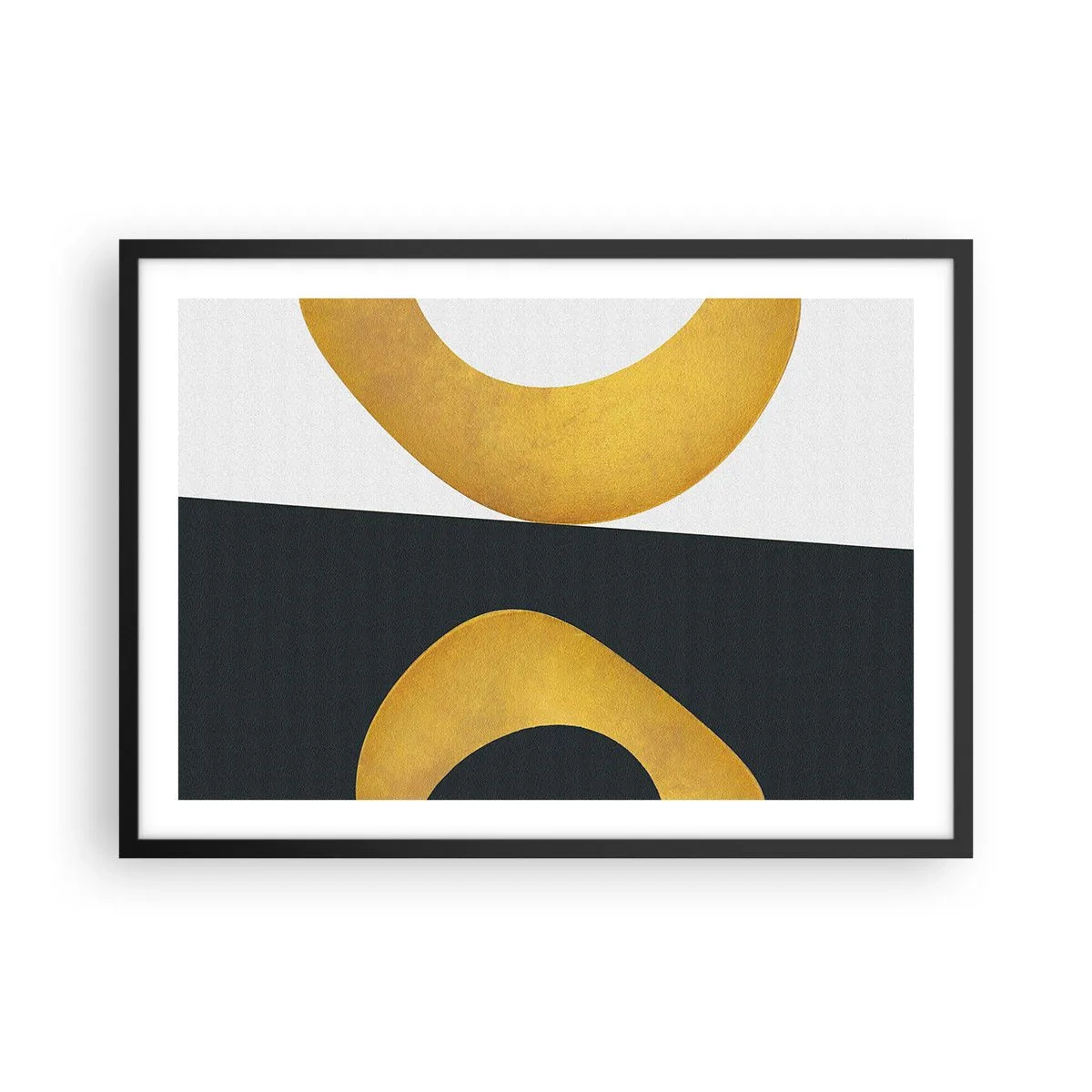 Plakat i sort ramme - Først: guld - 70x50 cm