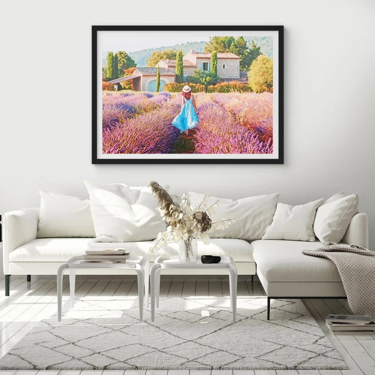 Plakat i sort ramme - Lavendel pige - 70x50 cm