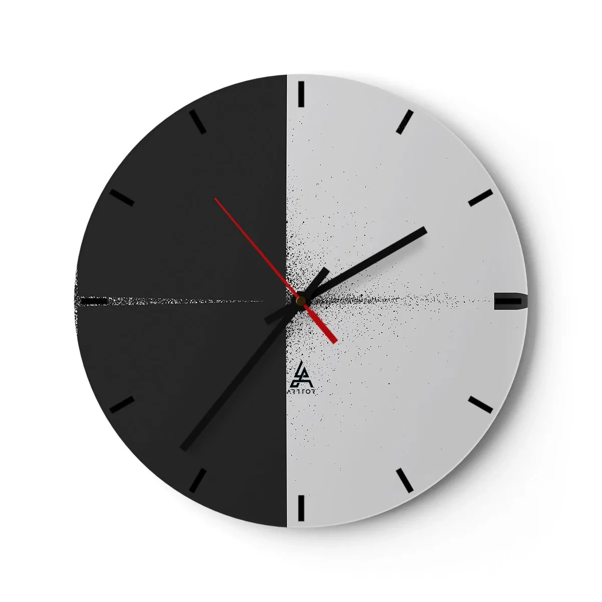 Vægur, Uret - Minimalistisk abstraktion i sort-hvid - 30x30cm - Lige til sagen - Moderne vægdekoration til stue, køkken og soveværelse ARTTOR