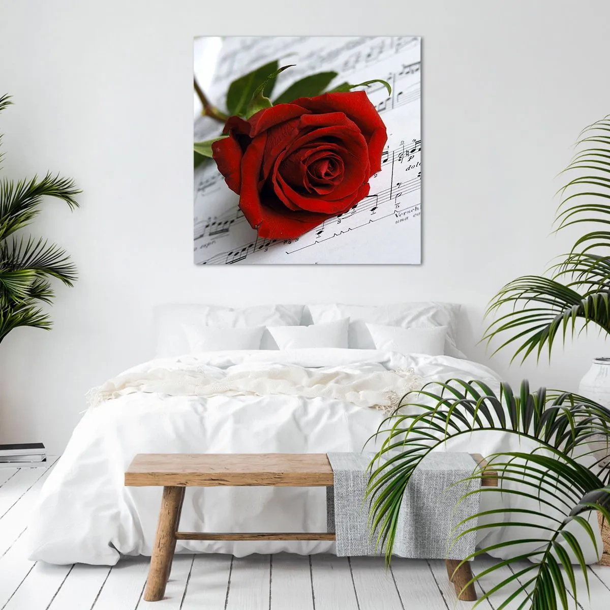 Lærredstryk - Billede på lærred - Musik af følelser i skarlagenrødt - 60x60 cm