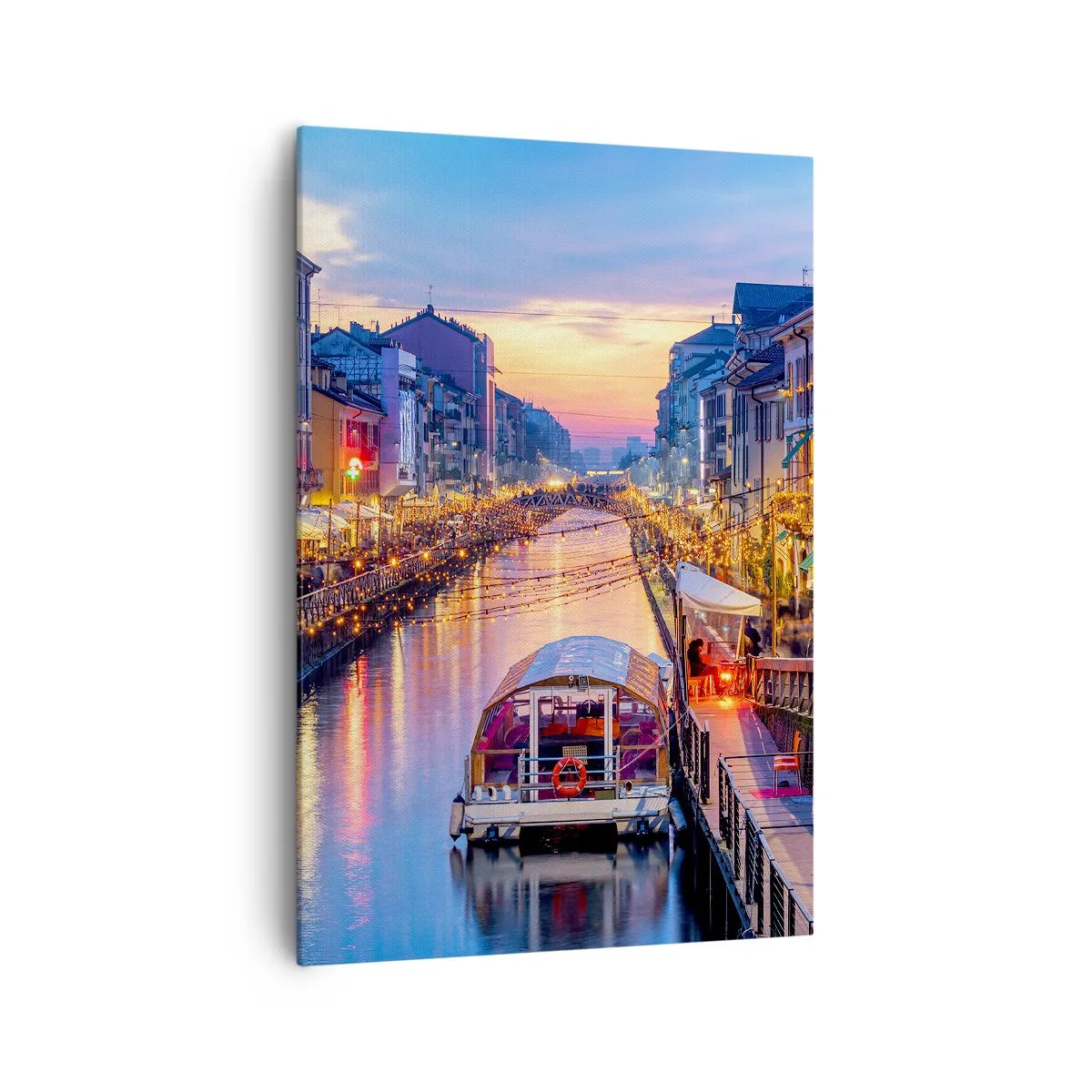 Lærredstryk - Billede på lærred - En aften med lys og sjov - 70x100 cm