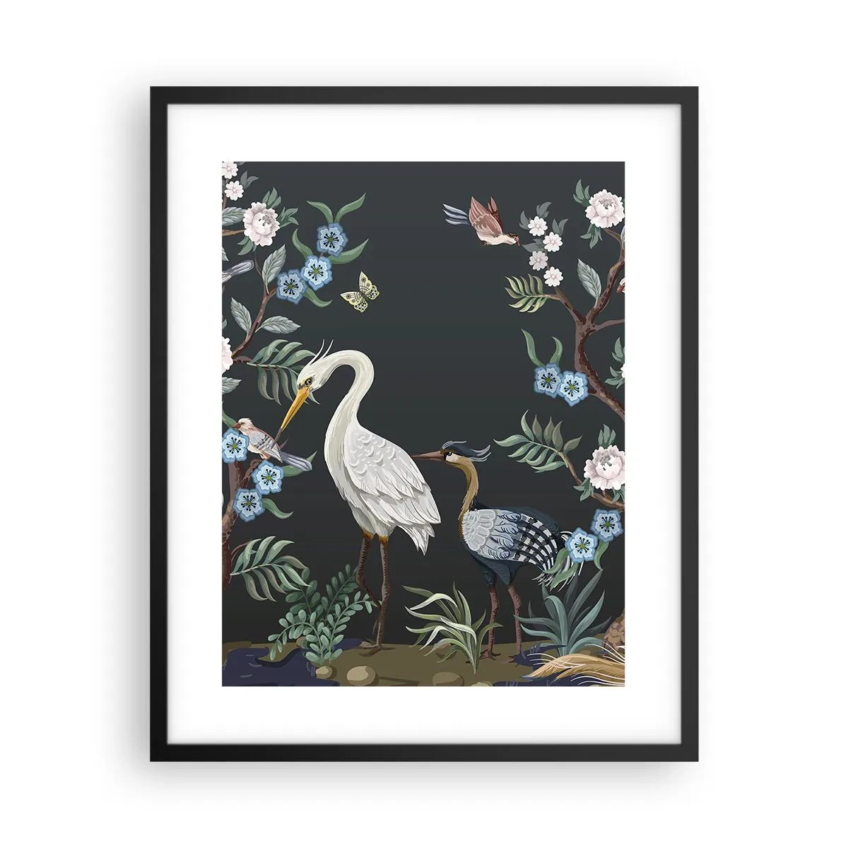 Plakat i sort ramme - Fugleparade - 40x50 cm
