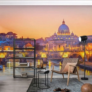 Fototapet Premium Canvas - Tusmørke over den evige by - By, Rom, Arkitektur - 400x280 cm