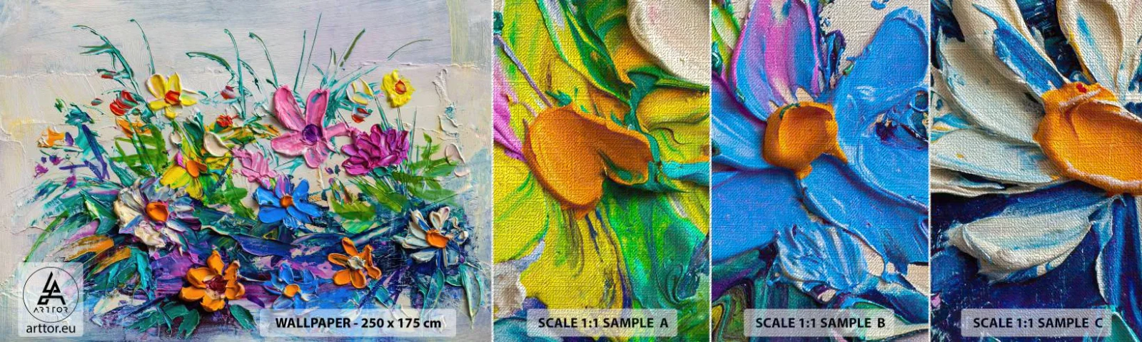 Prøve Fototapet Premium Canvas - Overhovedet ikke et stilleben - Blomster, Buket blomster, Have - 100x30 cm